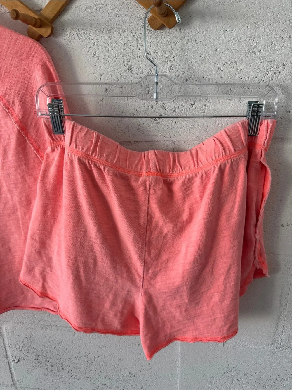 Neon peach PINK Two-Piece short Set